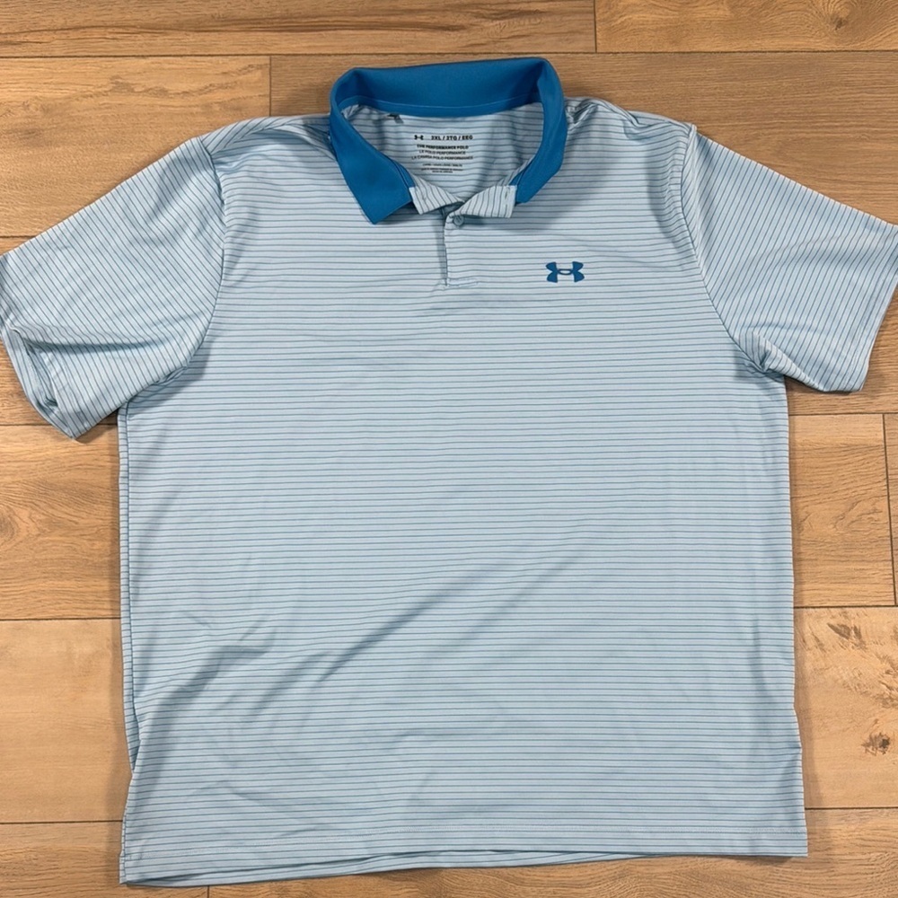 Under Armour Men's Big & Tall Classic Fit Performance Blue Striped Polo Shirt